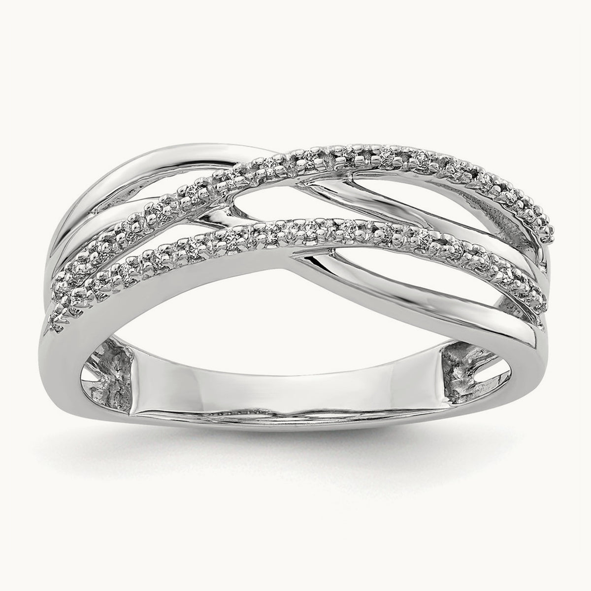 Polished Diamond Ring, 14K White Gold