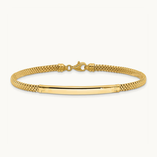 Polished Fancy Bar Bracelet, 14K