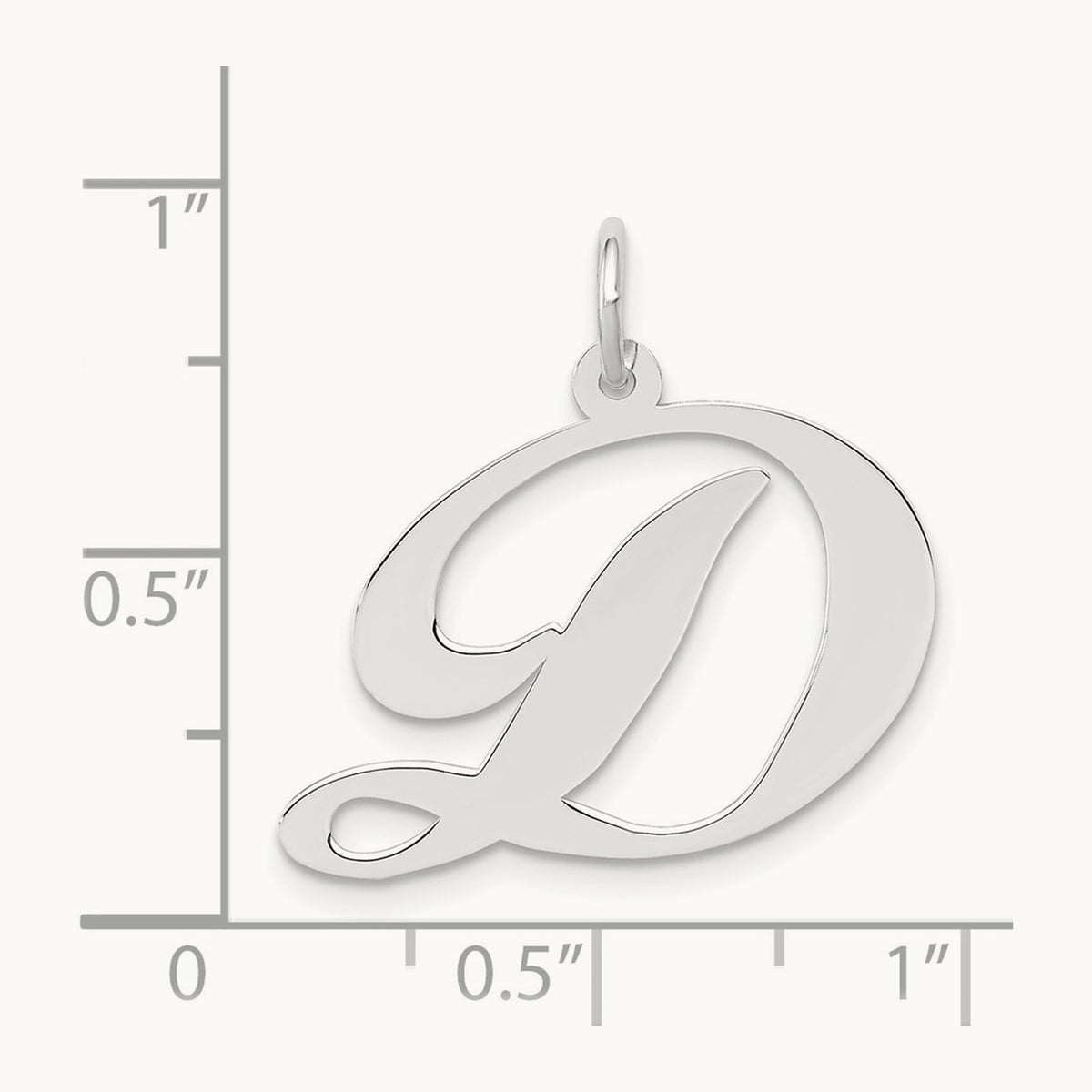 Large Fancy Script Initial Charm — 14K White Gold, D