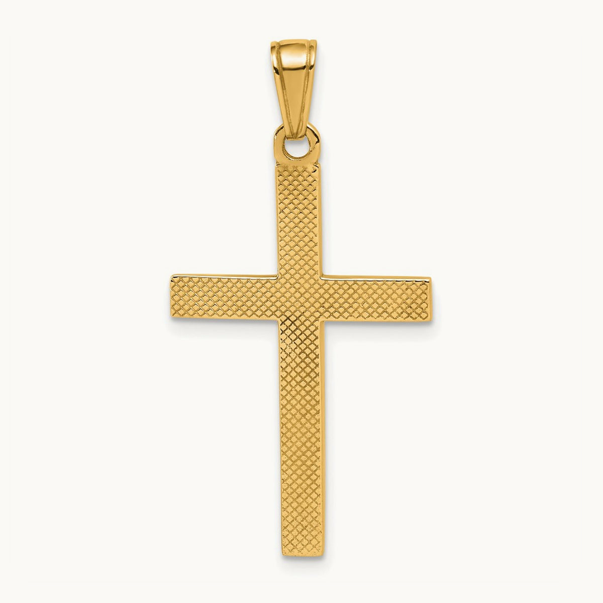 Polished Beveled Cross Charm — 14K Yellow Gold