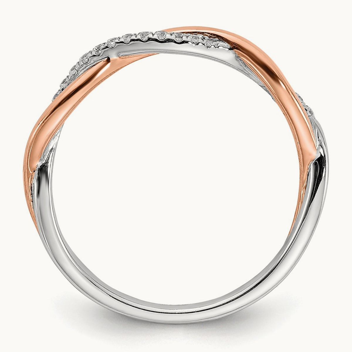 Diamond Wedding Band, 14K White with Rose Gold