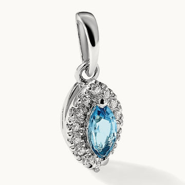 Blue Topaz Dec Birthstone Pendant, 0.10 ct tw Lab-Grown Diamond