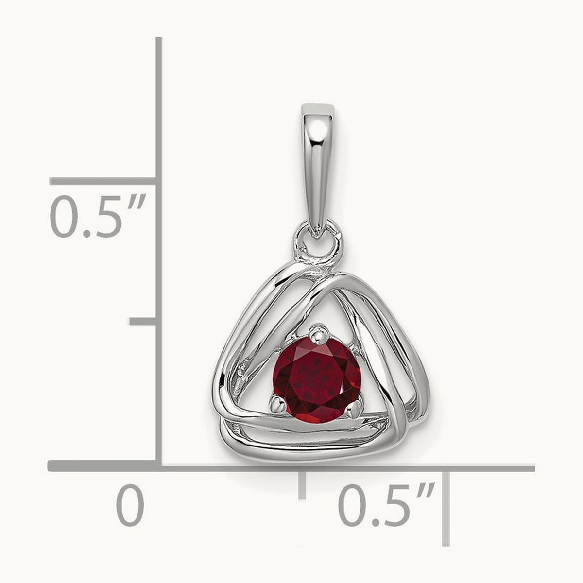 Created Ruby Triangle Pendant — 14K White Gold