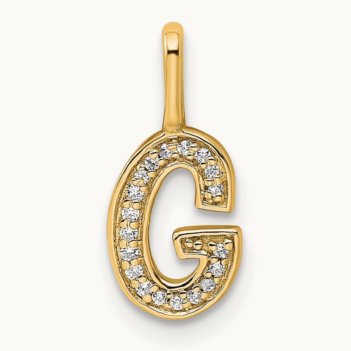 Diamond Letter G Initial Pendant, 14K Gold