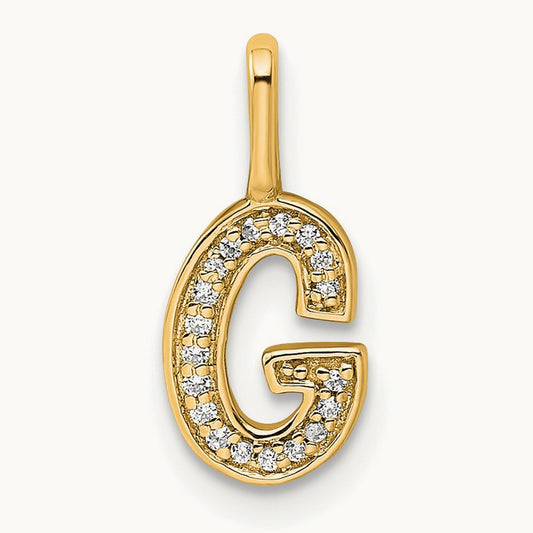 Diamond Letter G Initial Pendant, 14K Gold