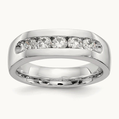 5-Stone Diamond Channel Band, 14K White Gold