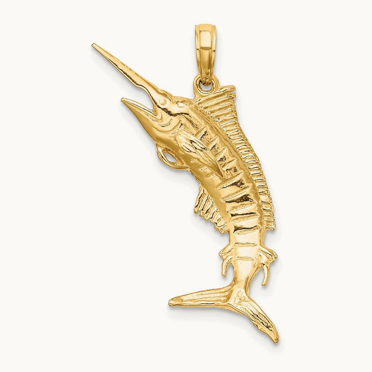 3-D Polished Blue Marlin Charm, 14K