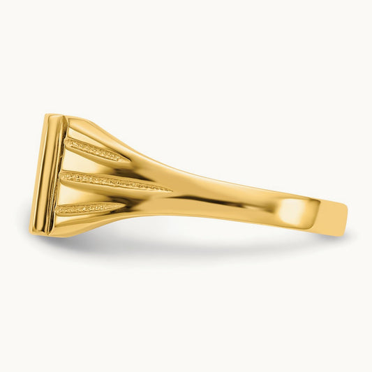 9.0x8. Open Back Signet Ring, 0mm, 14K
