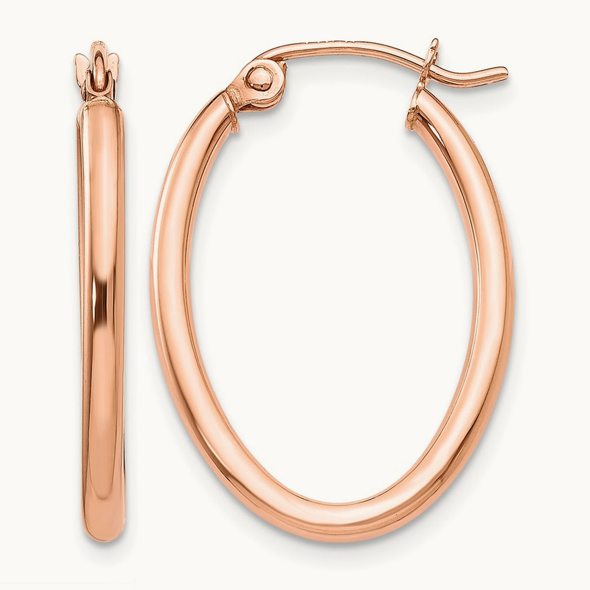 Oval Hoop Earrings — 14K Rose Gold, 17mm