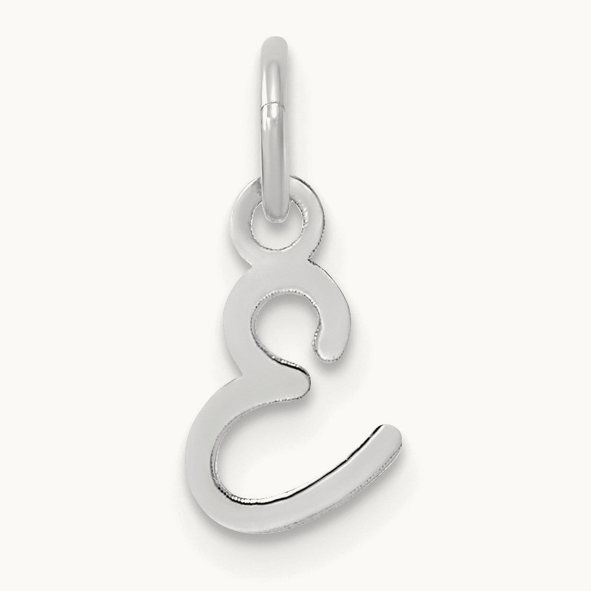 Uppercase Initial Charm — 14K White Gold, E