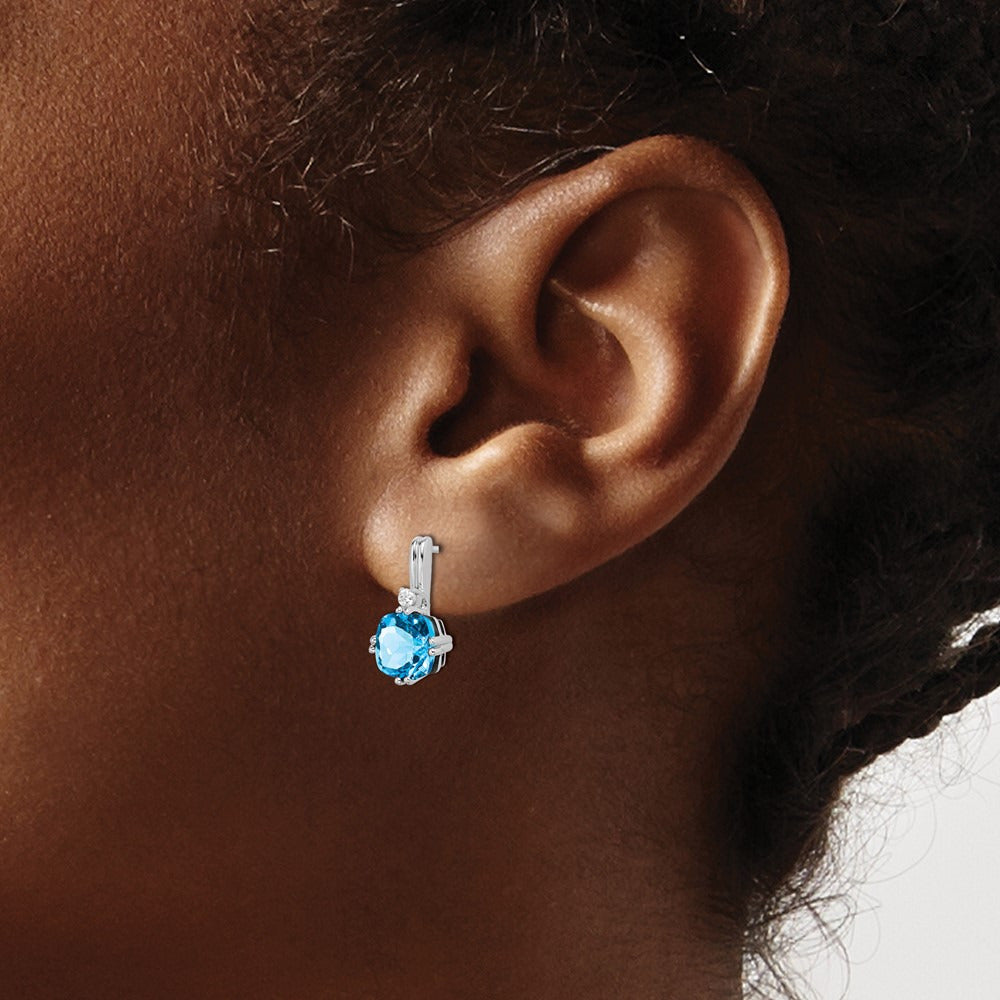 Cushion Blue Topaz and Diamond Earrings — photo set