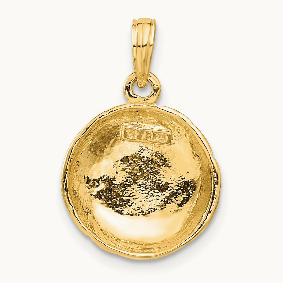 Polished Open-Backed Volleyball Pendant, 14K