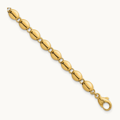 Polished Fancy Beaded Link Bracelet, 5.25mm, 14K