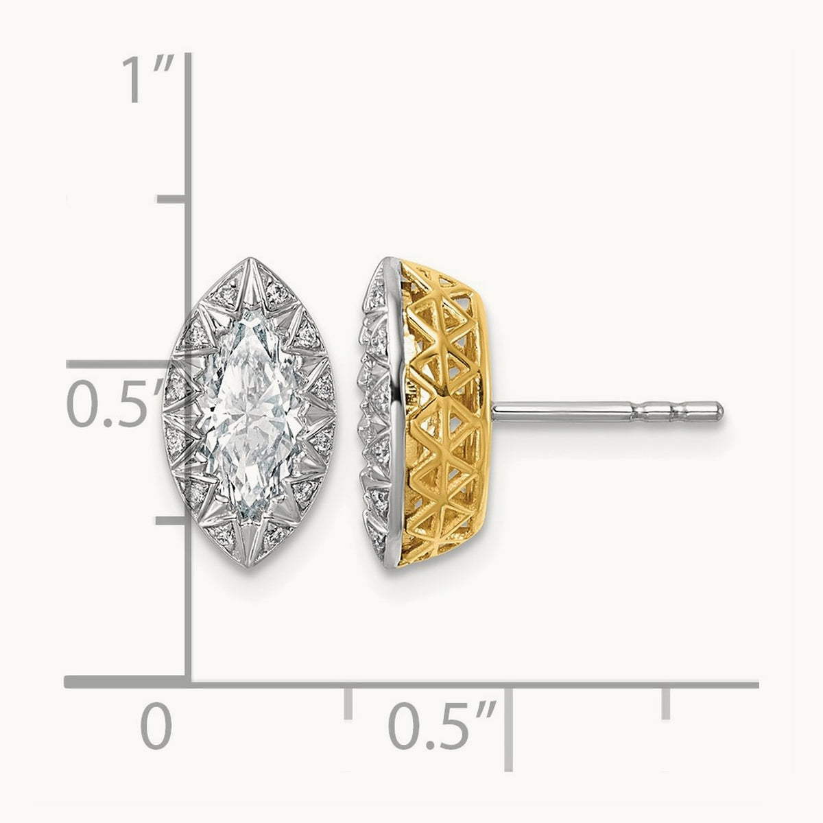 With Rhodium Marquise Center Earrings, 1.50 ct tw Lab-Grown Diamond
