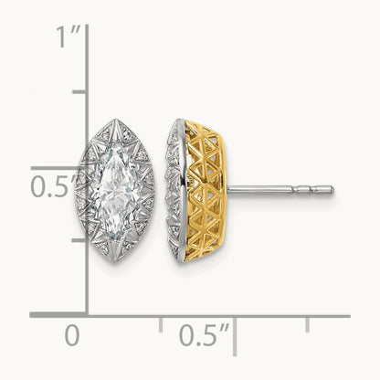 With Rhodium Marquise Center Earrings, 1.50 ct tw Lab-Grown Diamond