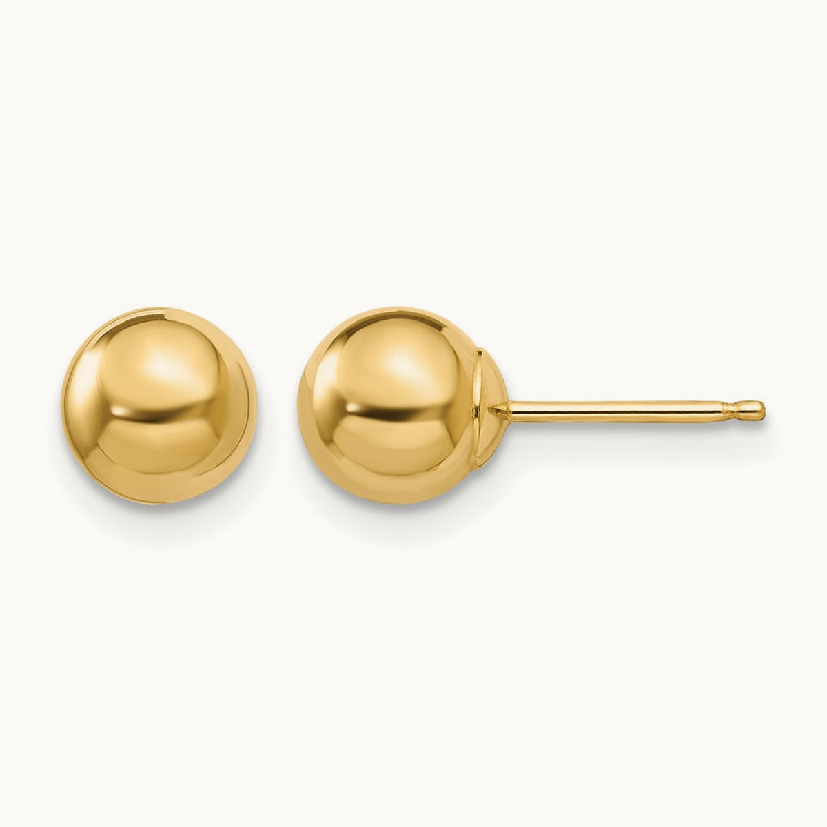 Polished Ball Post Earrings — 14K Yellow Gold, 6mm