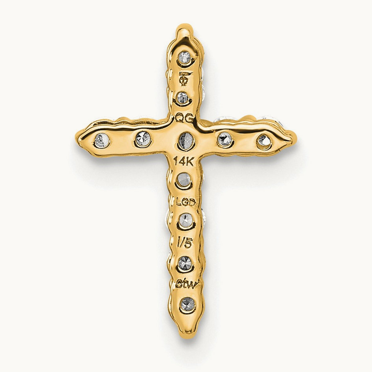 Cross Chain Slide Pendant, 0.20 ct tw Lab-Grown Diamond — 14K Yellow Gold