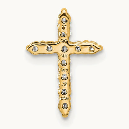 Cross Chain Slide Pendant, 0.20 ct tw Lab-Grown Diamond — 14K Yellow Gold