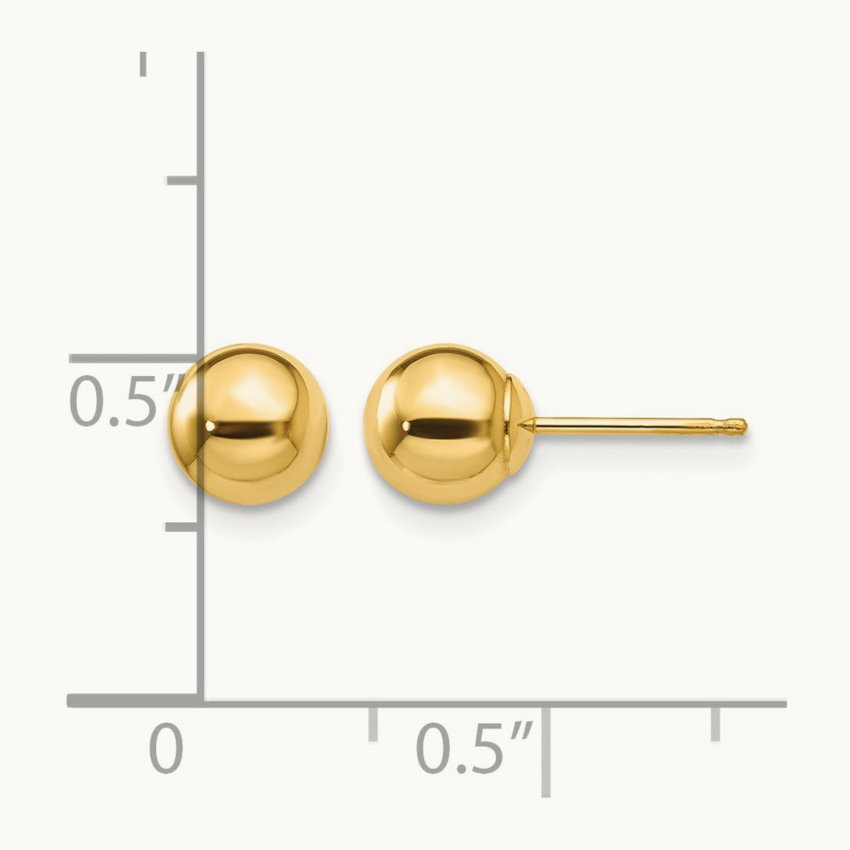 Polished Ball Post Earrings — 14K Yellow Gold, 6mm