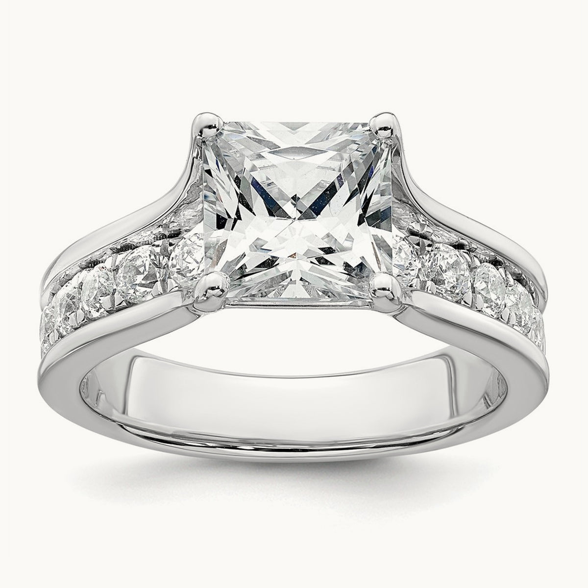 Princess Engagement Ring, 1.75-3.00 ct tw Lab-Grown Diamond — 3 1/6 ct, 14K White Gold