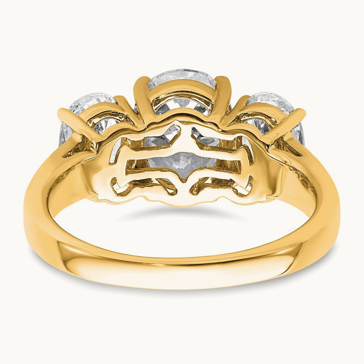 Oval 3 Stone Engagement Ring, 1.25-3.50 ct tw Lab-Grown Diamond — 3 5/8 ct, 14K Yellow Gold