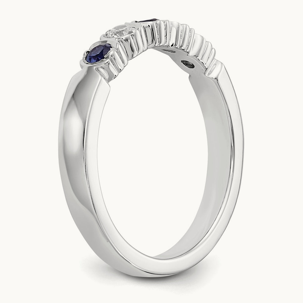 Diamond with Sapphire Band — 14K White Gold, 7