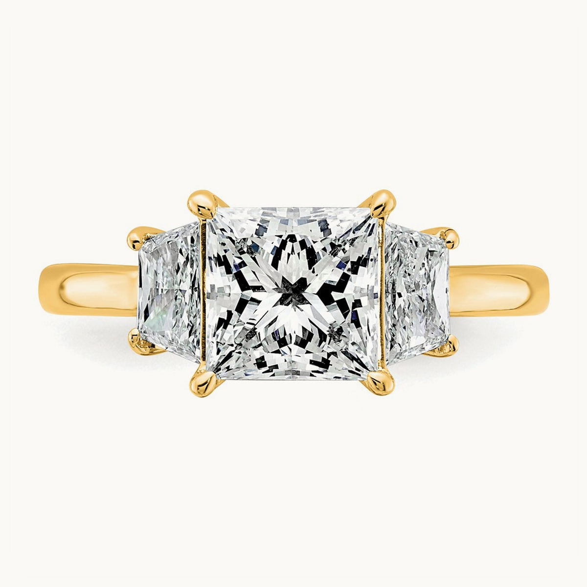 Princess & Trapezoid Engagement Ring, 1.25-4.00 ct tw Lab-Grown Diamond — 2 3/4 ct, 14K Yellow Gold