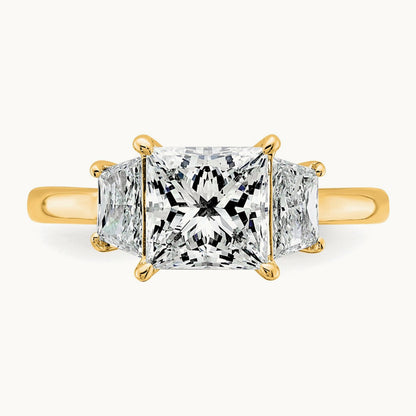 Princess & Trapezoid Engagement Ring, 1.25-4.00 ct tw Lab-Grown Diamond — 2 3/4 ct, 14K Yellow Gold