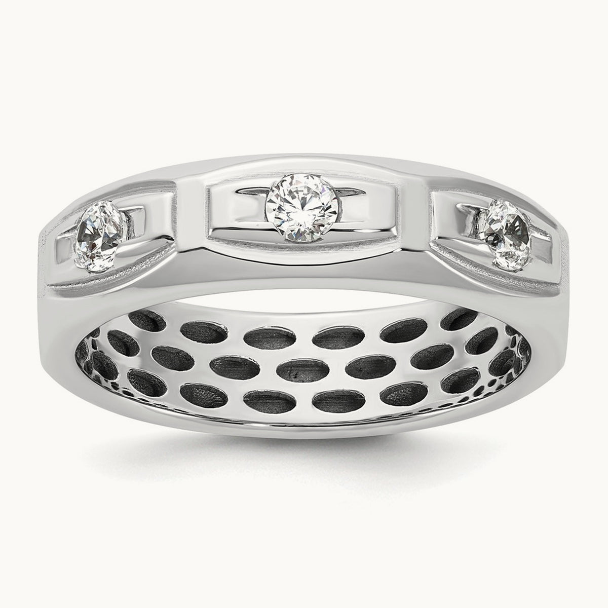 IB Goodman Mens Satin Complete 1/3ct Diamond Ring, 14K White Gold