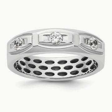 IB Goodman Mens Satin Complete 1/3ct Diamond Ring, 14K White Gold