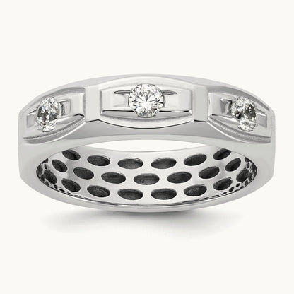 IB Goodman Mens Satin Complete 1/3ct Diamond Ring, 14K White Gold
