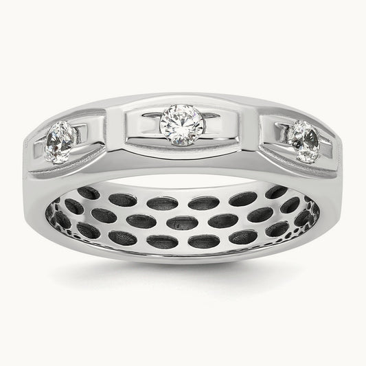IB Goodman Mens Satin Complete 1/3ct Diamond Ring, 14K White Gold