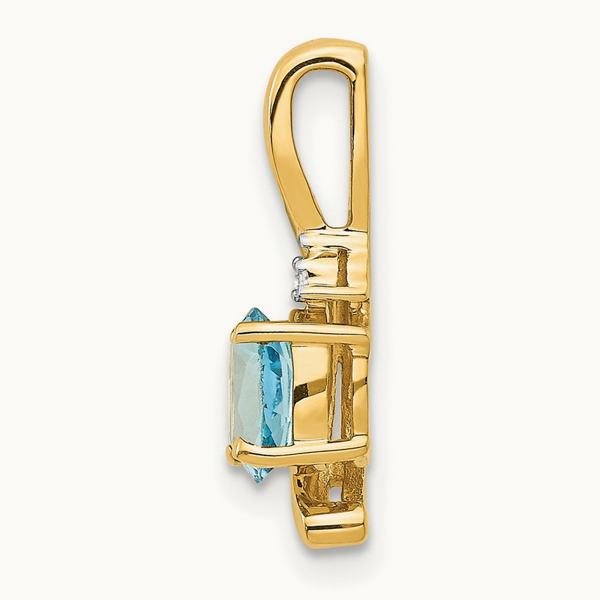 Blue Topaz and Diamond Pendant — 14K Yellow Gold
