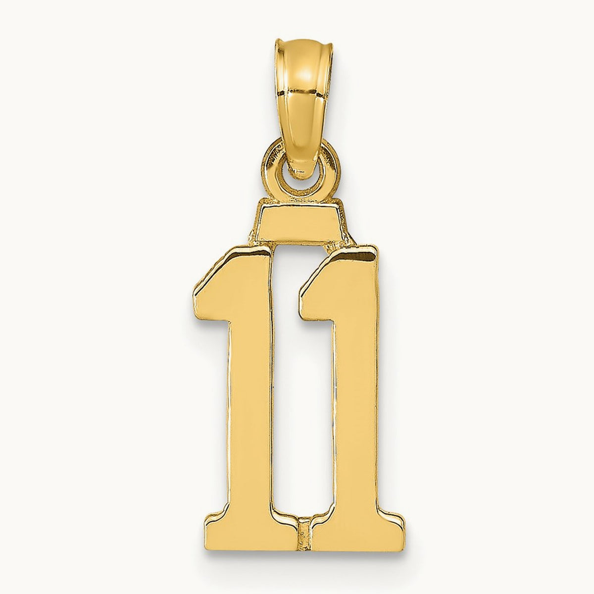 Polished Number 11 Pendant — 14K Yellow Gold