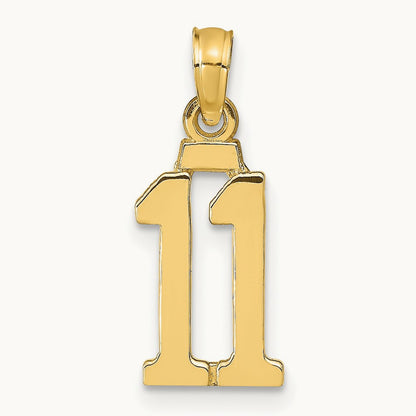 Polished Number 11 Pendant — 14K Yellow Gold