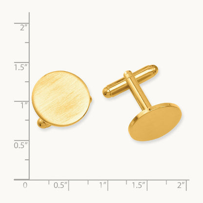 Kelly Waters Gold-plated Satin Round Engravable Cuff Links