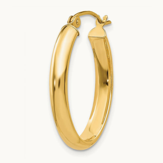 Single 14k Polished Oval Hoop Earring, 3.5mm