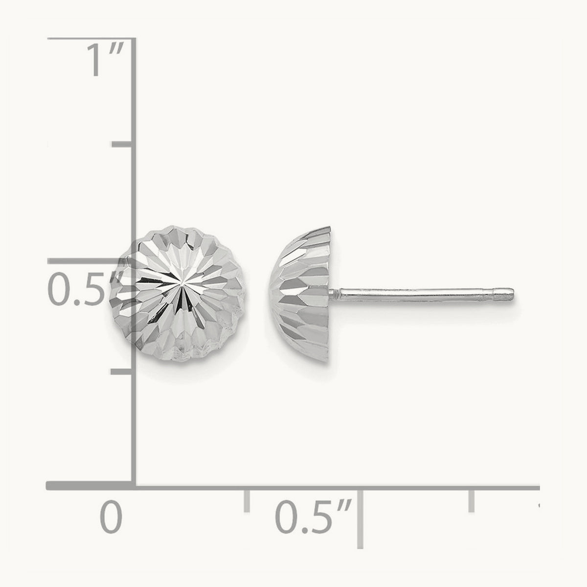Polished & Diamond-Cut Half Ball Post Earrings — 8mm