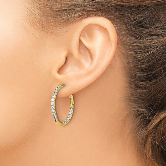 In/Out Hoop Earrings, 2.00 ct tw Lab-Grown Diamond — 14K Yellow Gold