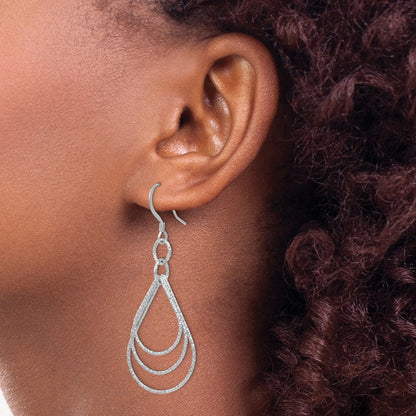 Rhod-pltd Textured Shepherd Hook Dangle Earrings — Leslie's — photo set