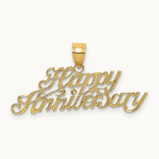 Polished HAPPY ANNIVERSARY Charm, 14K