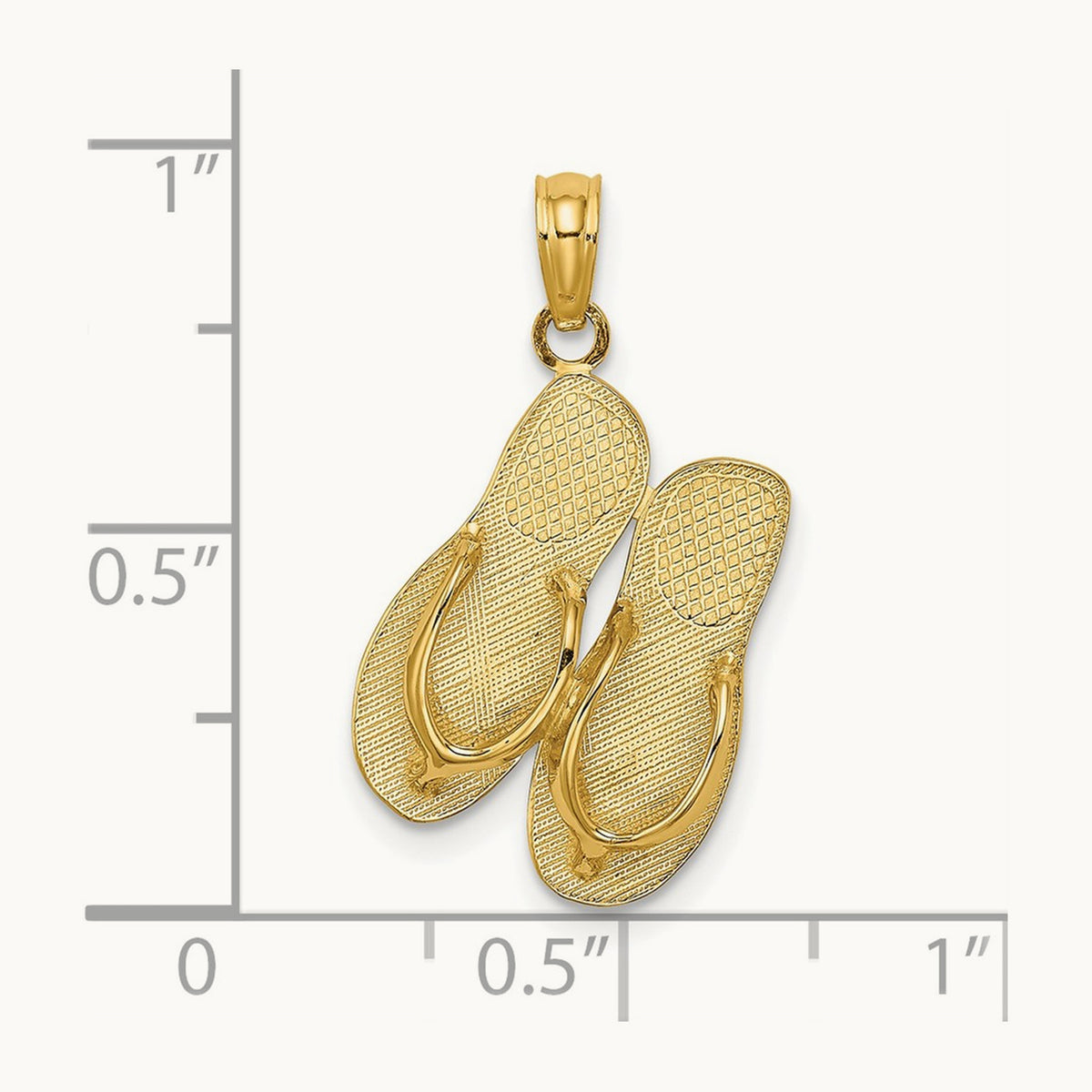 Polished Large MARCO ISLAND Double Flip-Flop Charm, 14K