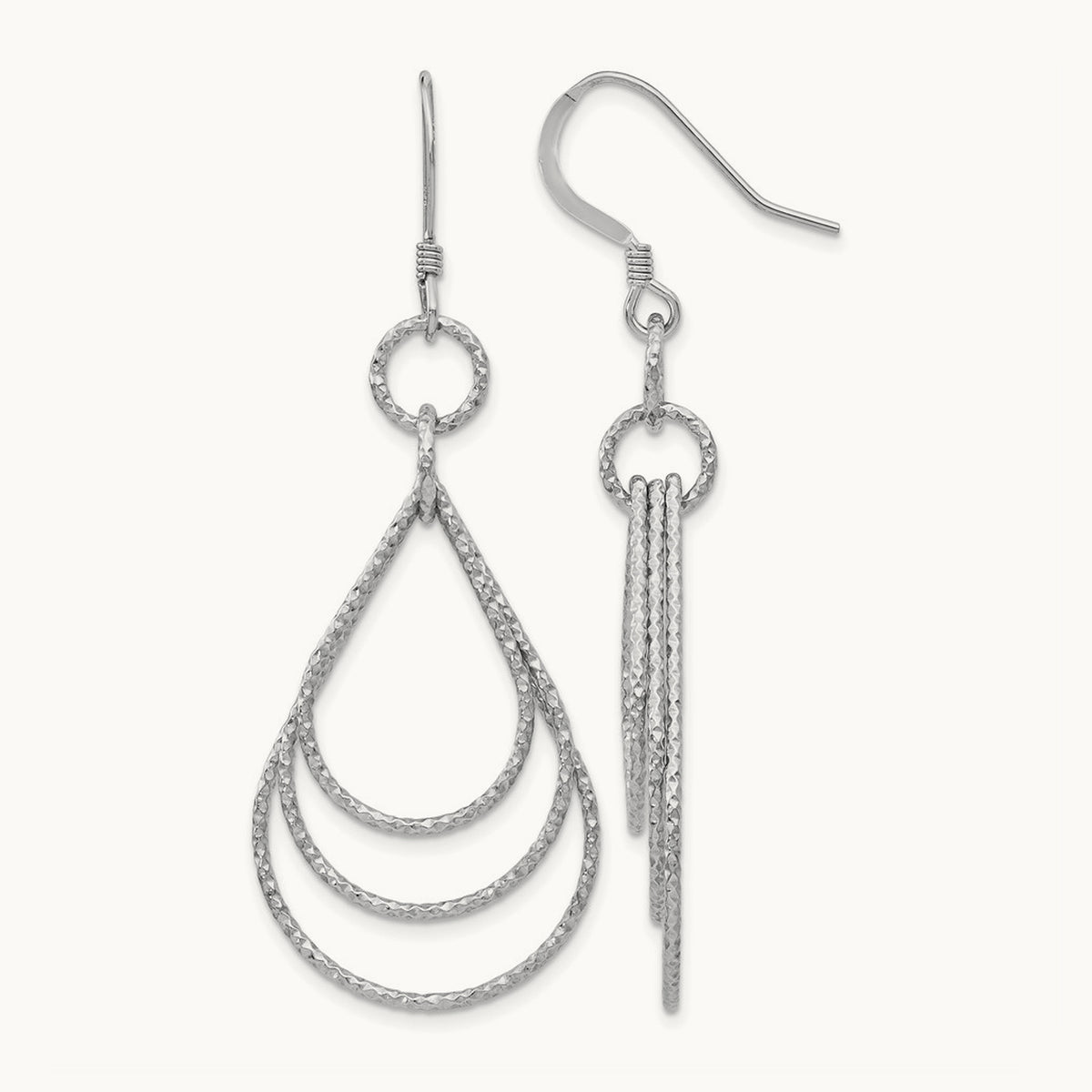 Rhod-pltd Textured Shepherd Hook Dangle Earrings — Leslie's — photo set