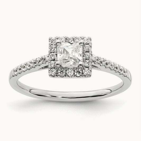 Princess Semi-Mount Square Halo Engagement Ring, 0.25-0.50 ct tw