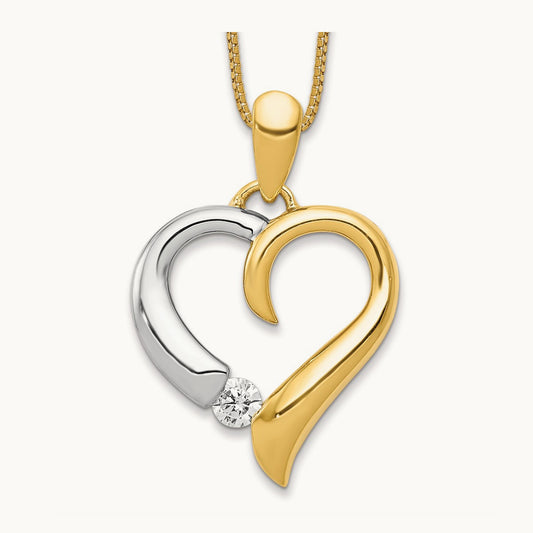 1/15ct. Diamond Heart Pendant, 14K Two-tone