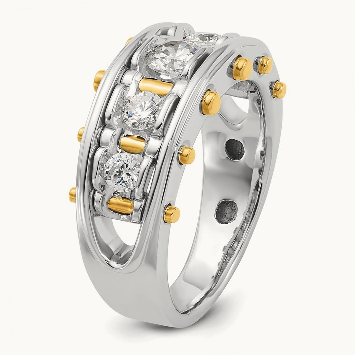 IBGoodman Men's Polished and Cut-Out 5-Stone Dia Ring, 14K Two-tone