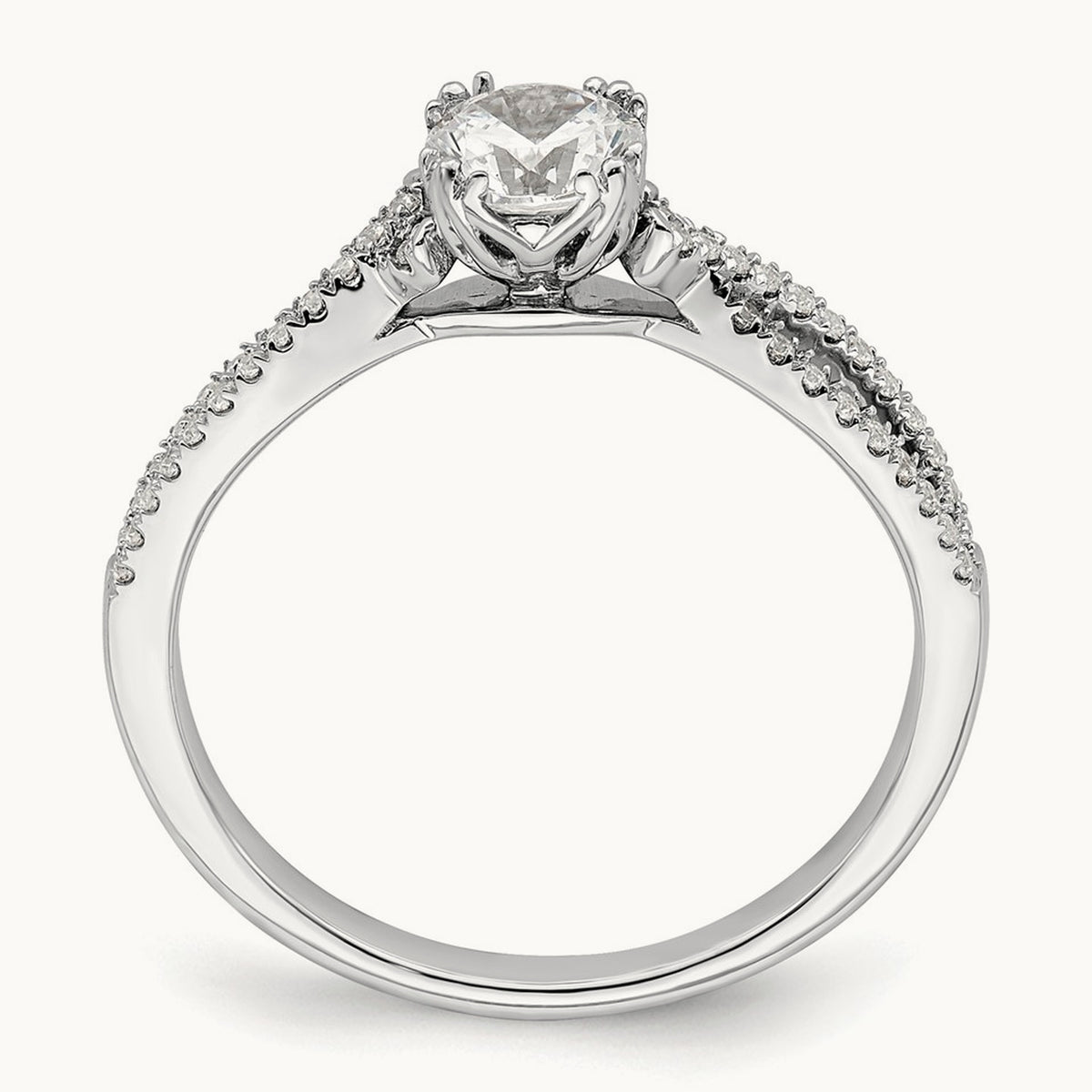 Criss-Cross 1/2ct Round Semi-Mount Eng Dia Ring, 14K White Gold