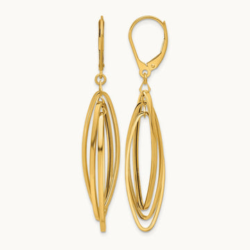 Polished Oval Twisted Dangle Leverback Earrings — photo set