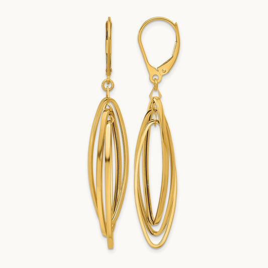 Polished Oval Twisted Dangle Leverback Earrings — photo set