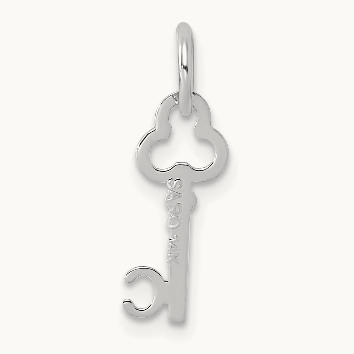 Key Initial Charm — 14K White Gold, C